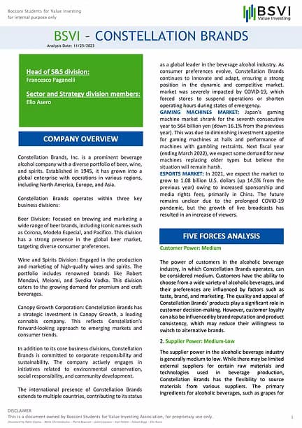 Constellation Brands report cover