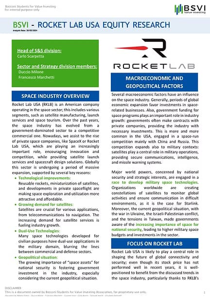 Rocket Lab report cover